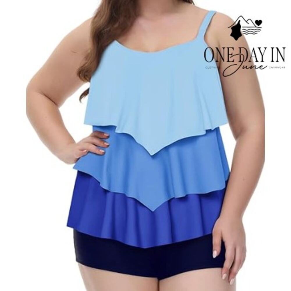 Hanna Nikole Plus Size Boyshort Tankini Swimsuit Size 24W